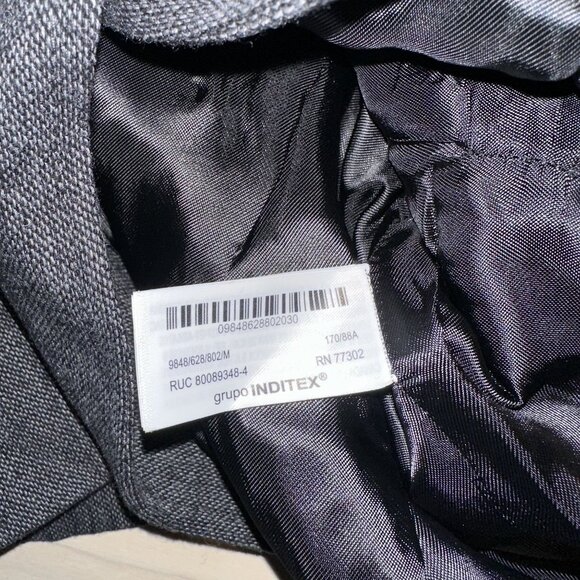 NWT Zara V Neck Linen Wool Blend Button Up Blazer Gray Womens Medium - Picture 7 of 10